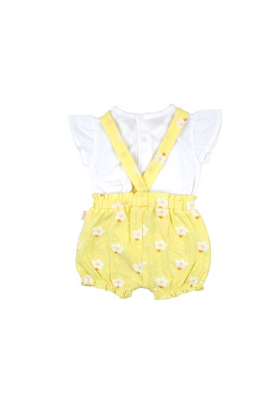 Peto y camiseta bebé amarillo flores Babybol