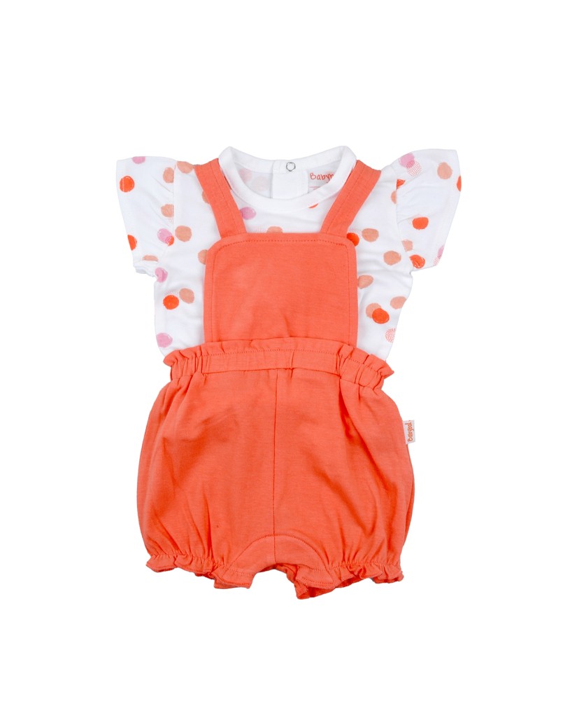 Peto y camiseta bebé naranja lunares Babybol