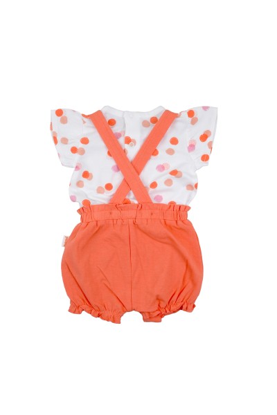 Peto y camiseta bebé naranja lunares Babybol