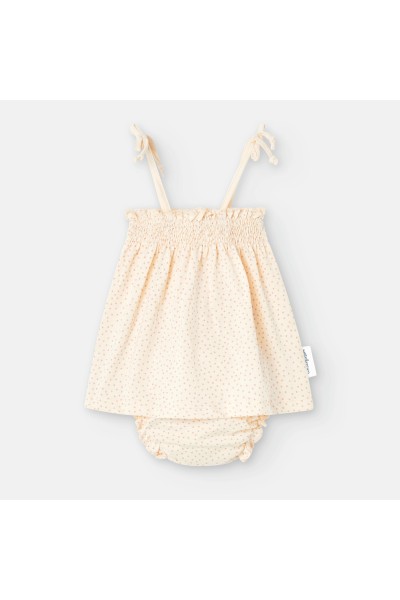 Conjunto bebé playero beig puntitos Waterlemon