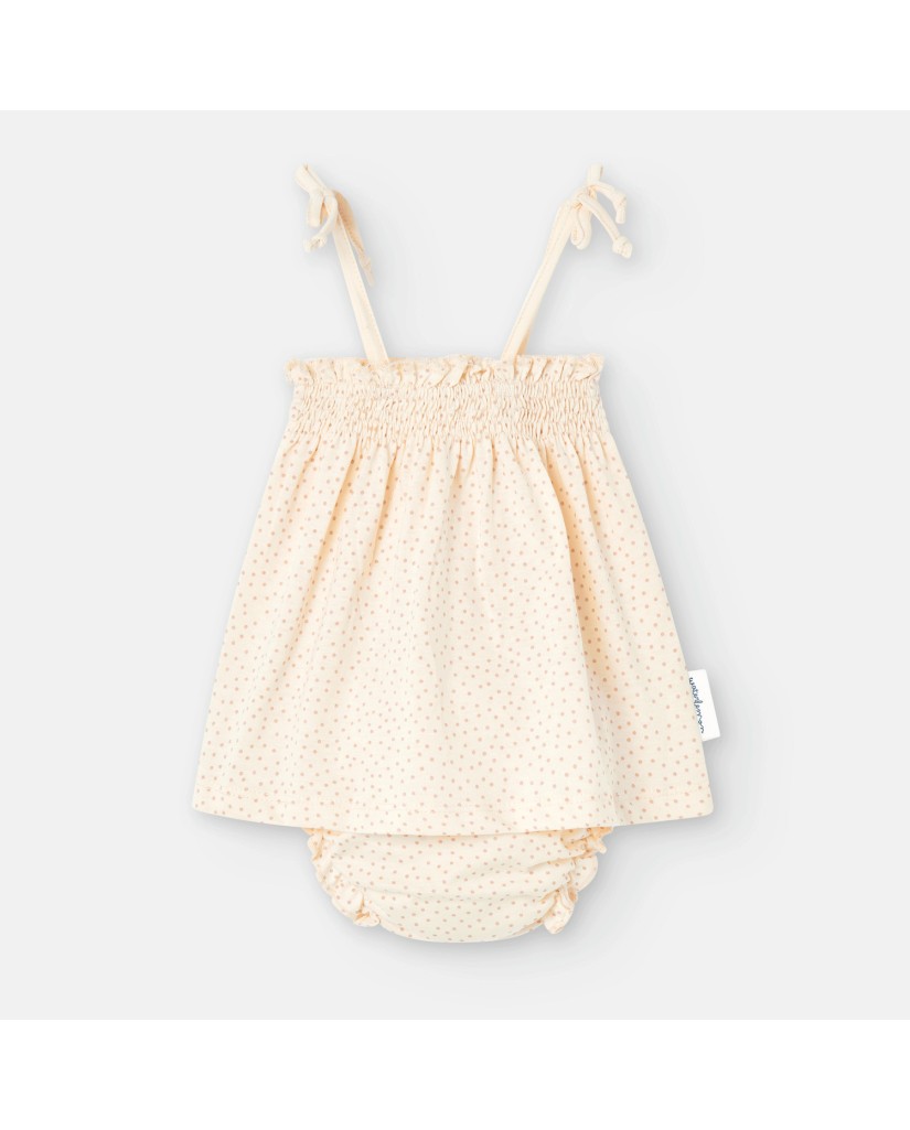 Conjunto bebé playero beig puntitos Waterlemon
