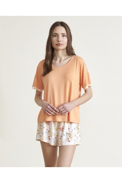 Pijama mujer verano naranja...