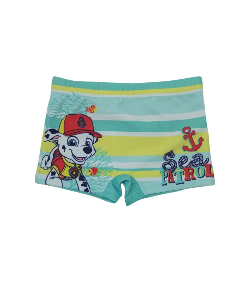 Bóxer de baño niño a rayas aguamarina Patrulla Canina