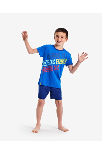Pijama niño verano Munich azulón letras