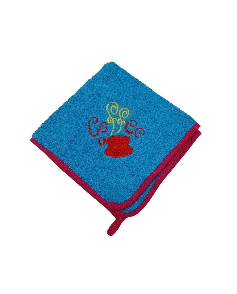 Paño de cocina azul taza de café