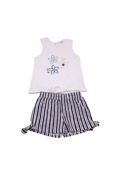 Conjunto 2 piezas niña rayas flores BM