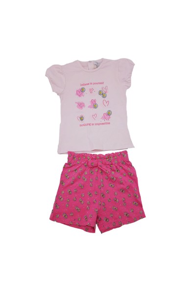 Conjunto 2 piezas bebé margaritas rosa BM