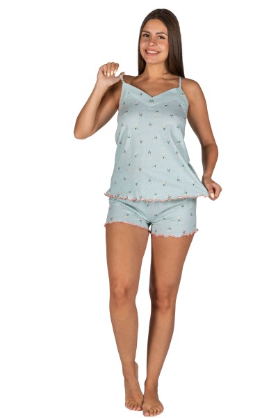 Pijama mujer tirantes aguamarina flores Javier Golmar