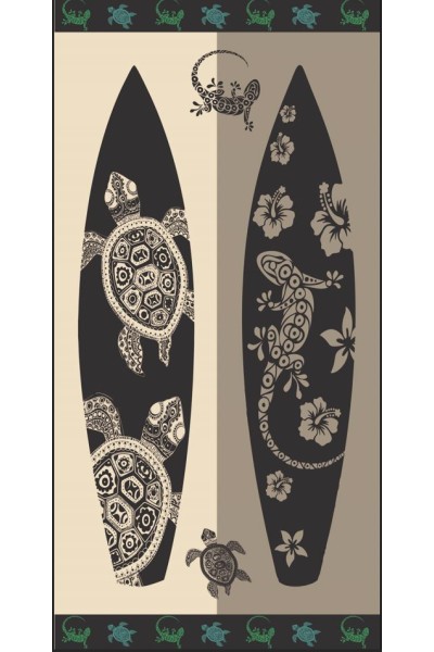 Toalla franjas beig tablas surf 90x170cm