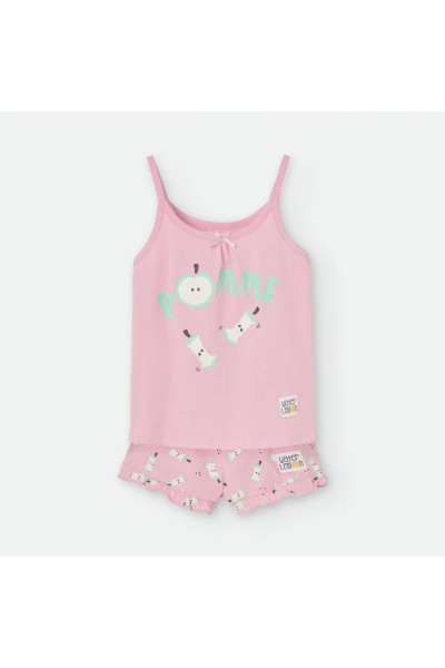 Pijama niña tirantes manzana rosa Waterlemon