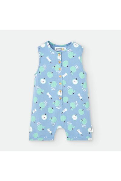 Pelele bebé tirantes azul manzanas Waterlemon