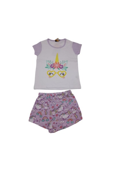 Pijama niña verano unicornio blanco