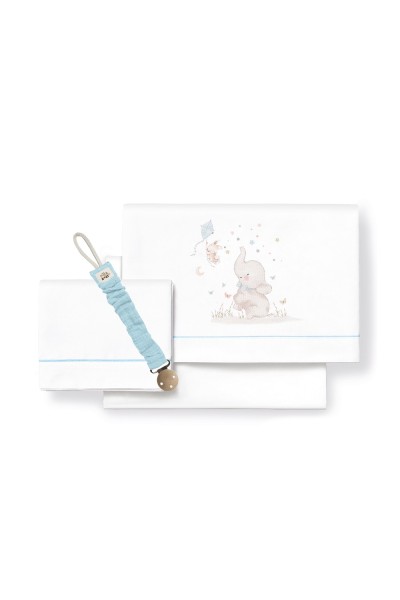 Tríptico cuna algodón + chupetero elefante Interbaby