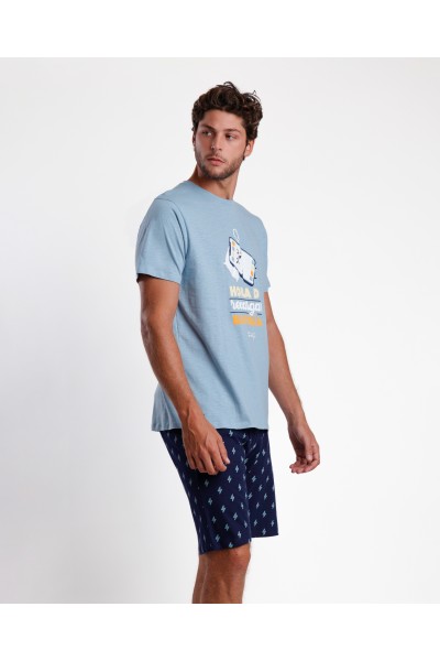 Pijama hombre verano "Hora de recargas baterías" Admas