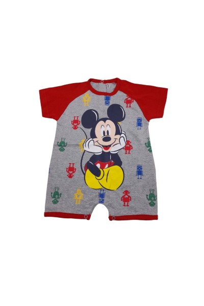 Pelele bebé manga corta gris Mickey Mouse