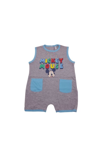 Pelele bebé tirantes gris Mickey Mouse