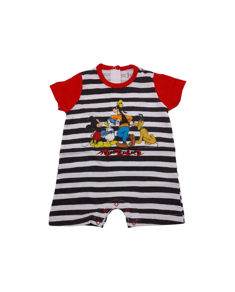 Pelele bebé manga corta rayas Mickey & Friends