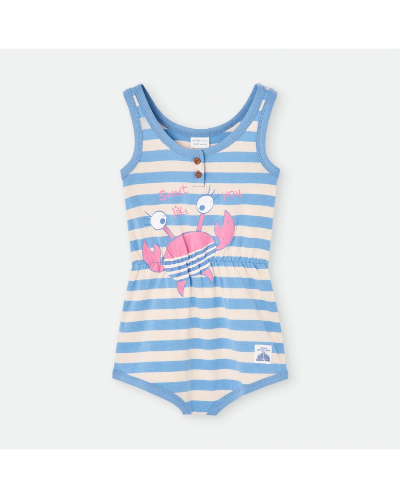 Mono infantil a rayas azul cangrejo Waterlemon