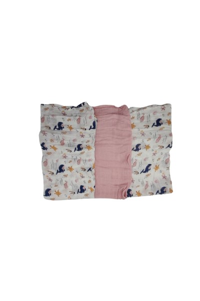 Pack 3 gasas muselinas océano rosa 80x80-40 Grados