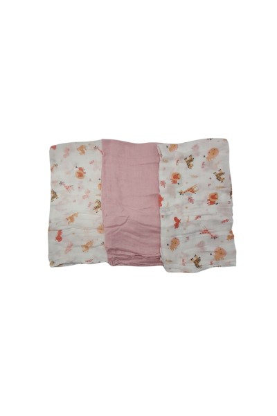 Pack 3 gasas muselinas animales rosa 80x80-40 Grados