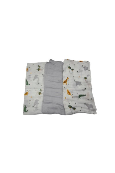 Pack 3 gasas muselinas animales pequeños 80x80-40 Grados