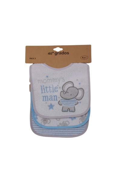 Pack 3 baberos "Mommy´s little man"-40 Grados