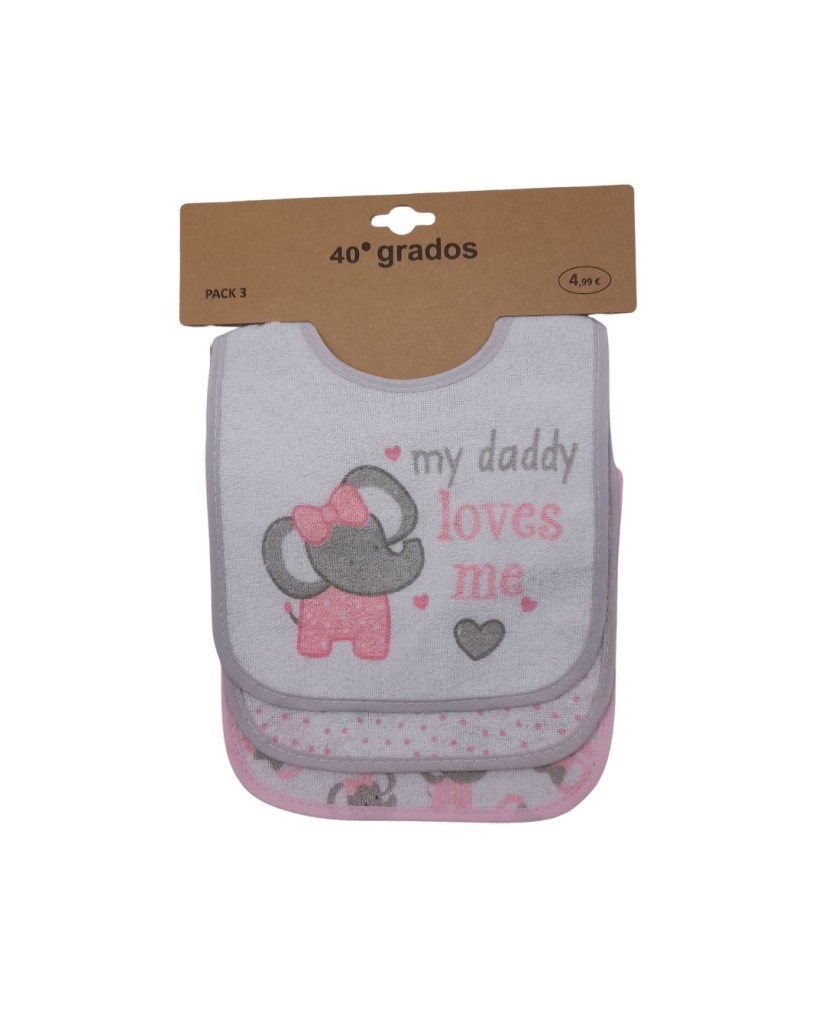 Pack 3 baberos "My daddy loves me"-40 Grados