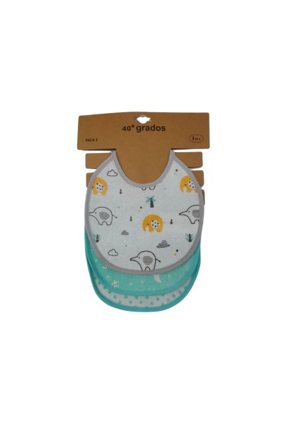 Pack 3 baberos animales turquesa-40 Grados