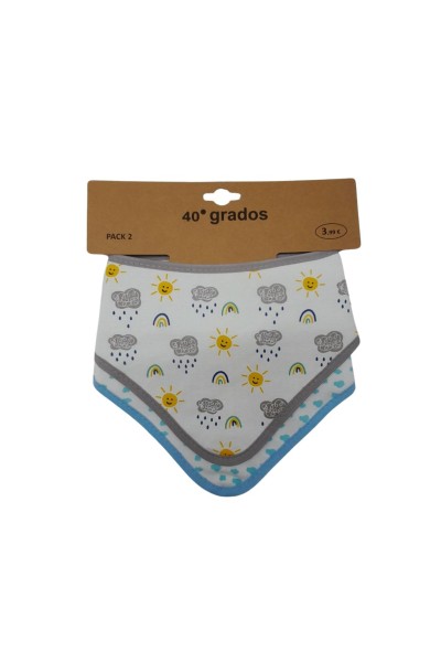 Pack 2 baberos bandana nubes y sol-40 Grados