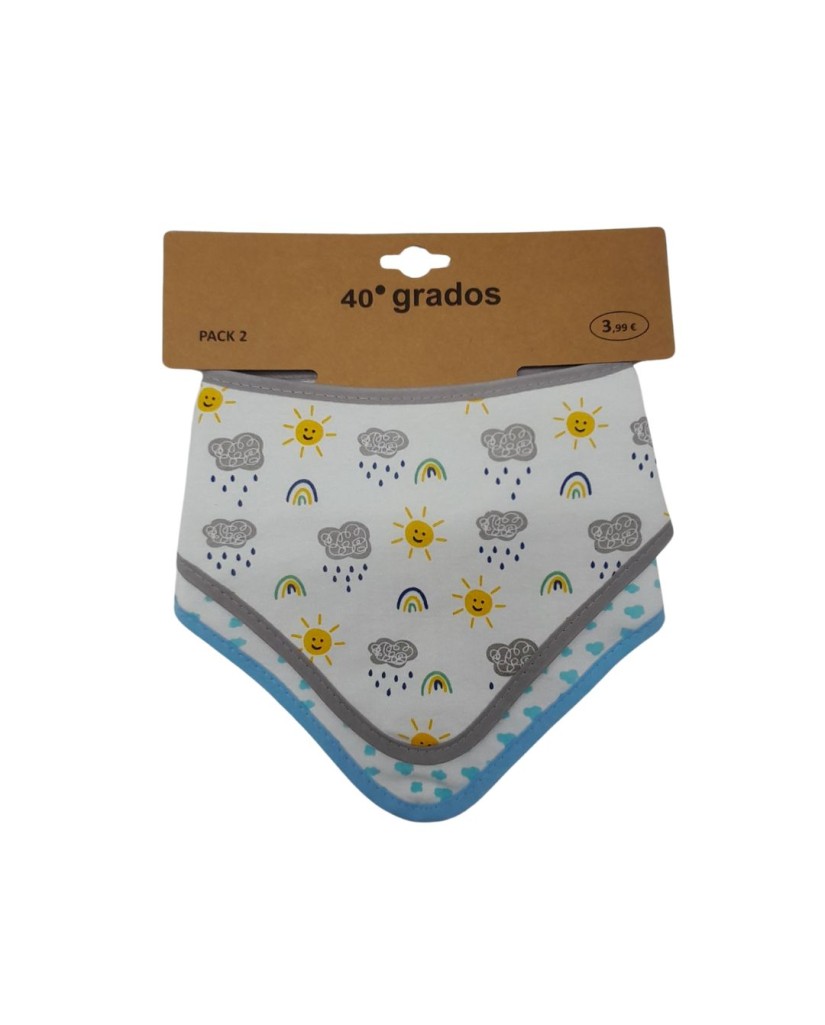 Pack 2 baberos bandana nubes y sol-40 Grados