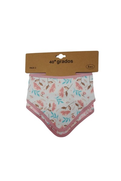Pack 2 baberos bandana rosas flores-40 Grados