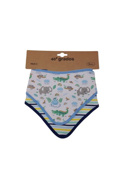 Pack 2 baberos bandana animales rayas-40 Grados