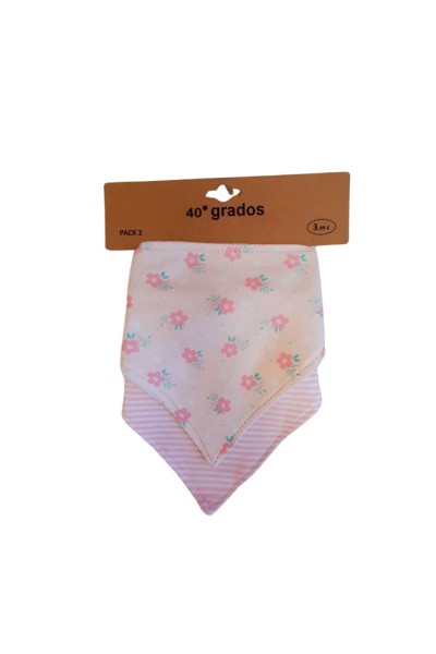 Pack 2 baberos bandana rosa flores-40 Grados