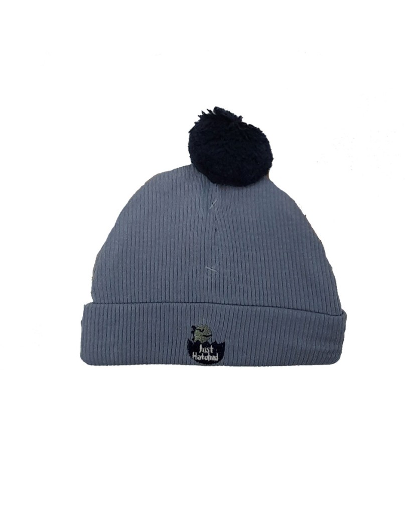 Gorrito recién nacido azul con pompón