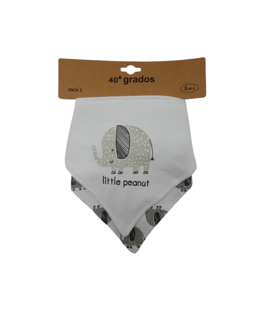 Pack 2 baberos bandana elefantes-40 Grados