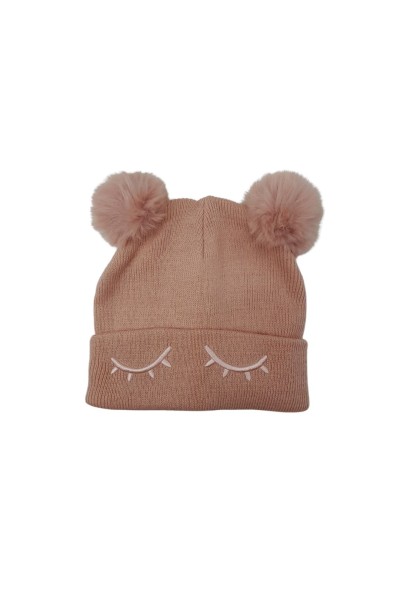 Gorro niña ojos pompones