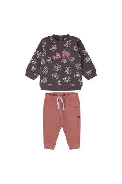 Conjunto 2 piezas bebé flores morado Yatsi