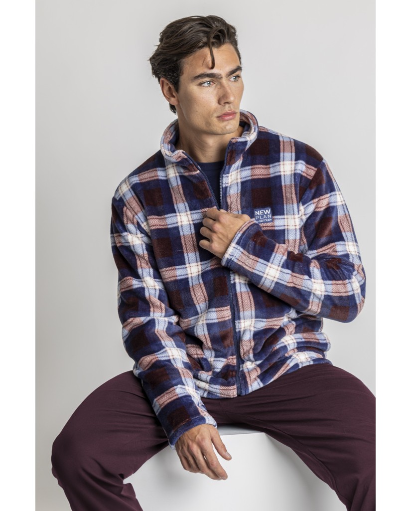 Bata hombre corta cremallera cuadros Admas