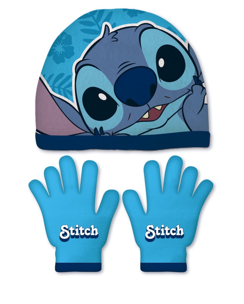 Pack gorro y guantes azul Stitch
