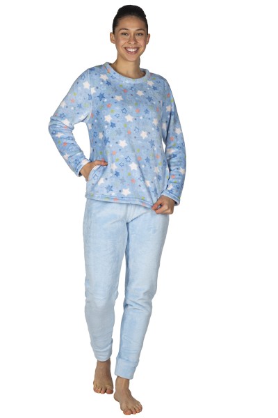 Pijama mujer coralina azul estrellas Javier Golmar