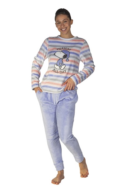Pijama mujer coralina rayas Snoopy Javier Golmar