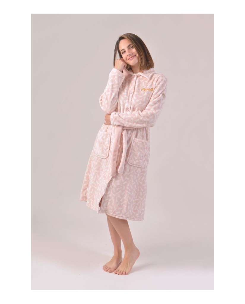 Bata larga mujer estampada rosa -Privata