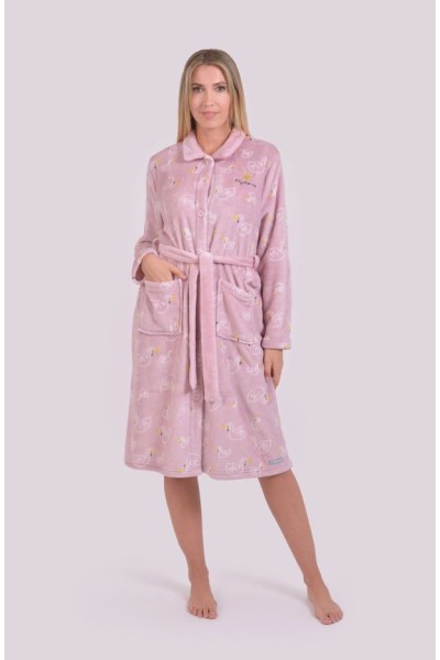 Bata larga mujer rosa cisnes -Olympus