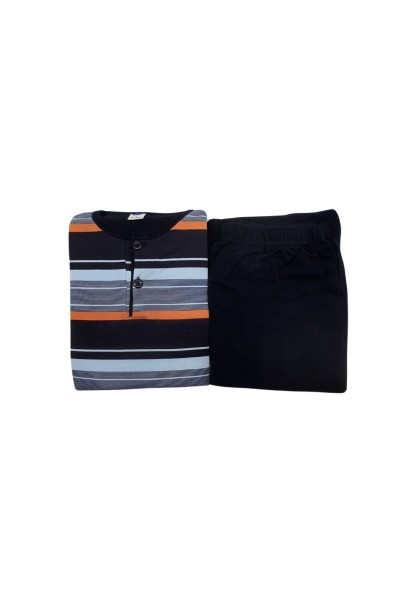 Pijama hombre de rayas naranja