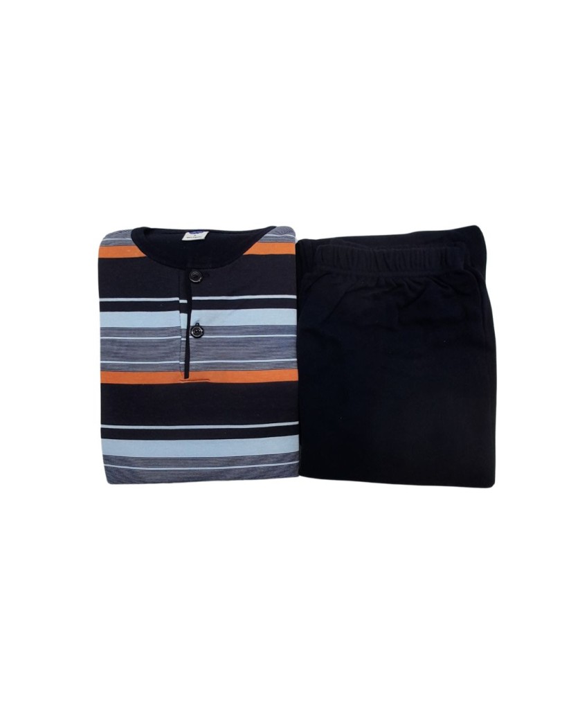 Pijama hombre de rayas naranja