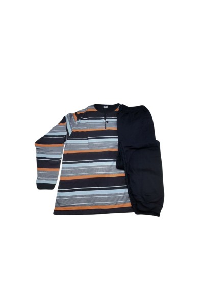 Pijama hombre de rayas naranja
