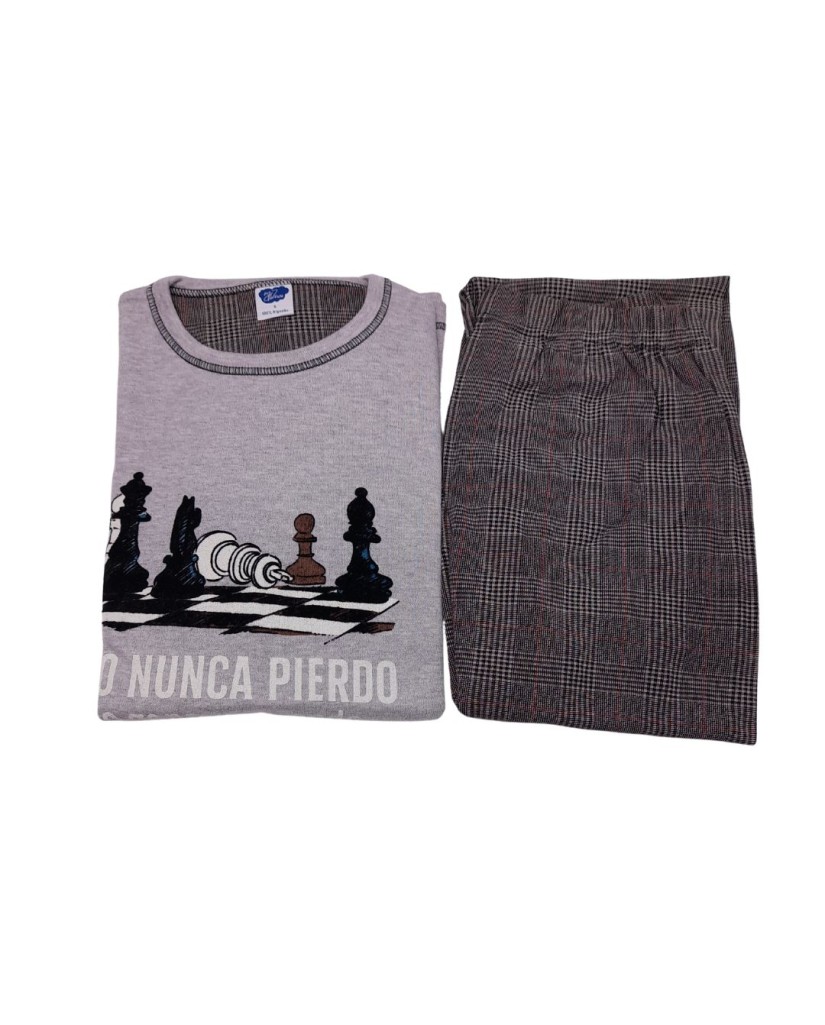 Pijama de hombre de algodón Ajedrez