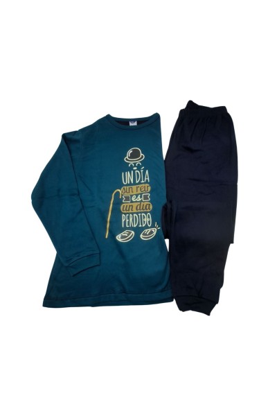 Pijama hombre de algodón "Un día sin reír es un día perdido"