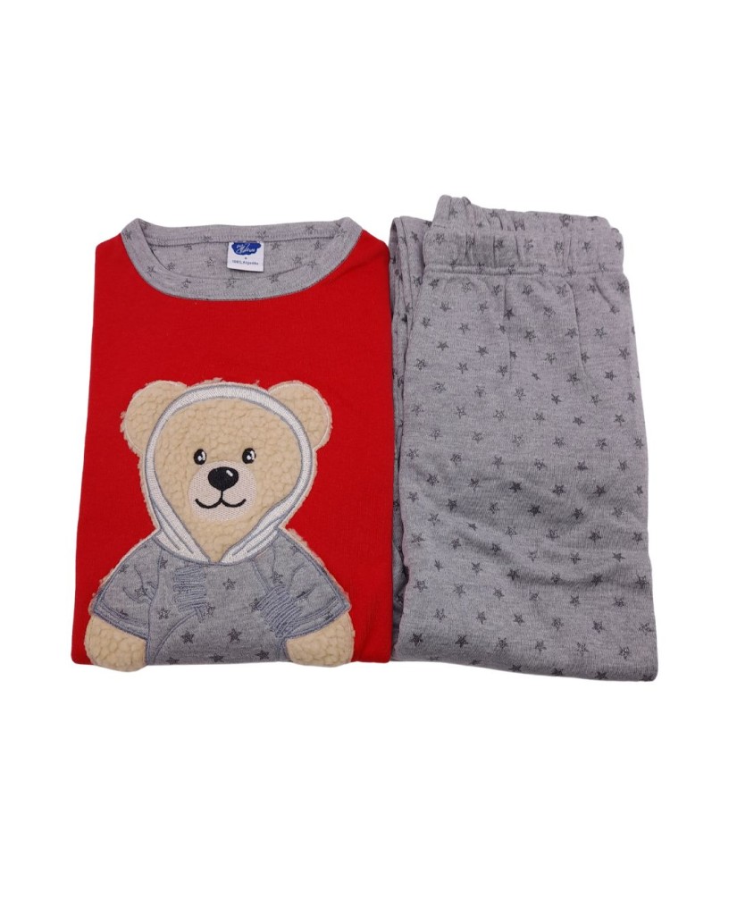 Pijama mujer algodón osito rojo