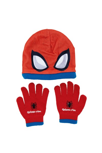 Pack gorro y guantes rojos de Spiderman